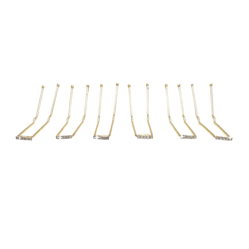Mia Beauty SqHair Pins with clear rhinestones in gold color