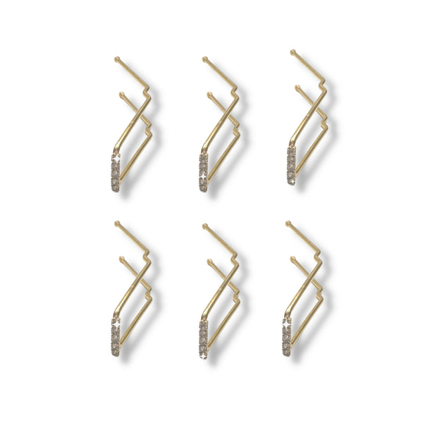 Mia Beauty SqHair Pins with clear rhinestones in gold color