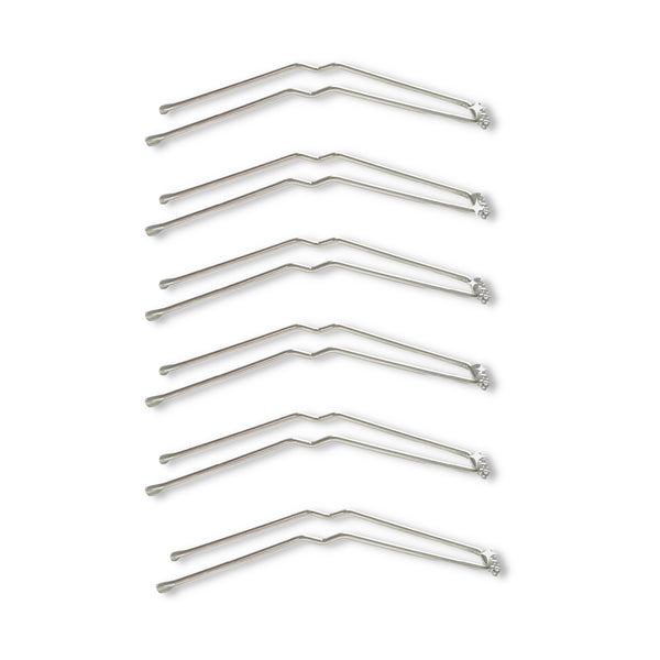 Mia Beauty SqHair Pins with clear rhinestones in silver color