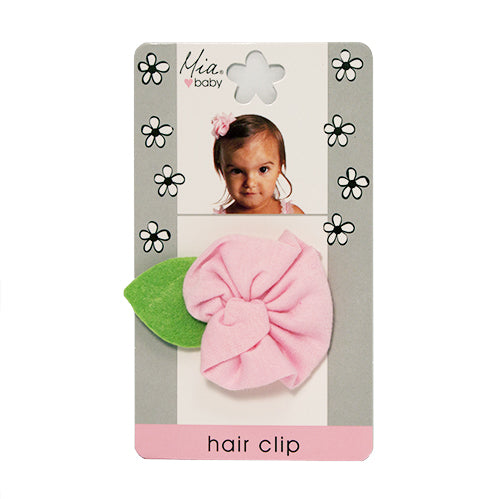 Jersey Flower Hair Clip - Light Pink