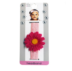 Mia Baby® Daisy Headband  - light pink band with hot pink flower - designed by #MiaKaminski of Mia Beauty