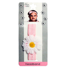 Mia Baby® Daisy Headband  - light pink band with white flower - designed by #MiaKaminski of Mia Beauty