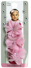 Mia® Baby Chiffon Flower Headband - hot pink headband and light pink flowers - shown on packaging - invented by #MiaKaminski #MiaBeauty #Mia #Beauty #Baby #hair #hairaccessories #headbands #headbandsforbabies #hairclips #hairbarrettes #love #life #girl #woman
