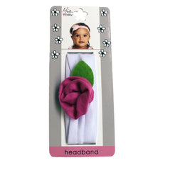 Mia® Baby Jersey Flower Headband - white with hot pink flower - shown on packaging - invented by #MiaKaminski #MiaBeauty #Mia #Beauty #Baby #hair #hairaccessories #hairclips #hairbarrettes #love #life #girl #woman