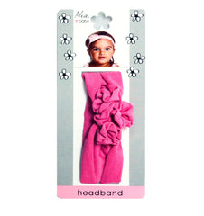 Mia® Baby Jersey Headband - hot pink flowers - shown on packaging - invented by #MiaKaminski #MiaBeauty #Mia #Beauty #Baby #hair #hairaccessories #hairclips #hairbarrettes #love #life #girl #woman