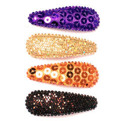 Mia® Spirit Sequin Snip Snap hair clip barrettes - purple, gold, orange, brown color - by #MiaKaminski of Mia Beauty