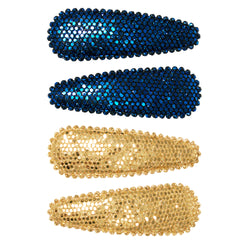 Mia® Snip Snaps® - hair barrettes in metallic material - royal blue and gold colors - by Mia Kaminski