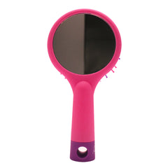 Mia® Happy Brush™ 2 in 1 detangling brush with a mirror on the back - pink color - back side with mirror shown - by #MiaKaminski of Mia Beauty