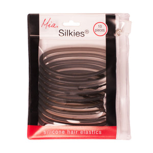 Mia® Silkies® hair elastics made out of silicone - black - by #MiaKaminski #MiaBeauty #Mia #beauty #hair #hairaccessories #hairites #rubbernbands #thickhair #lovethis #life #Woman #sports #wethair