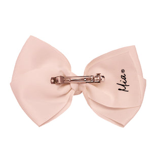 Mia Spirit Extra Large Grosgrain Bow Barrette - white color - back side shown - designed by #MiaKaminski of Mia Beauty