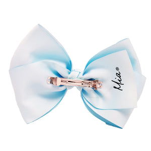 Mia Spirit Extra Large Grosgrain Bow Barrette - light blue color - back side shown - designed by #MiaKaminski of Mia Beauty