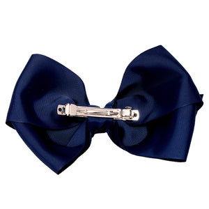 Mia Spirit Extra Large Grosgrain Bow Barrette - Navy blue color - back side shown - designed by #MiaKaminski of Mia Beauty