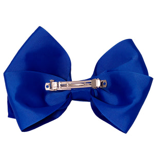 Mia Spirit Extra Large Grosgrain Bow Barrette - royal blue color - back side shown - designed by #MiaKaminski of Mia Beauty