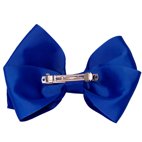 Mia Spirit Extra Large Grosgrain Bow Barrette - royal blue color - back side shown - designed by #MiaKaminski of Mia Beauty
