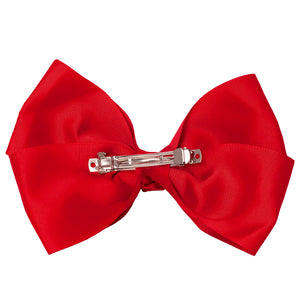 Mia Spirit Extra Large Grosgrain Bow Barrette - red color - back side shown - designed by #MiaKaminski of Mia Beauty