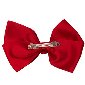 Mia Spirit Extra Large Grosgrain Bow Barrette - maroon red color - back side shown - designed by #MiaKaminski of Mia Beauty