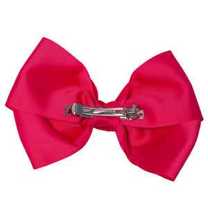 Mia Spirit Extra Large Grosgrain Bow Barrette - hot pink color - back side shown - designed by #MiaKaminski of Mia Beauty