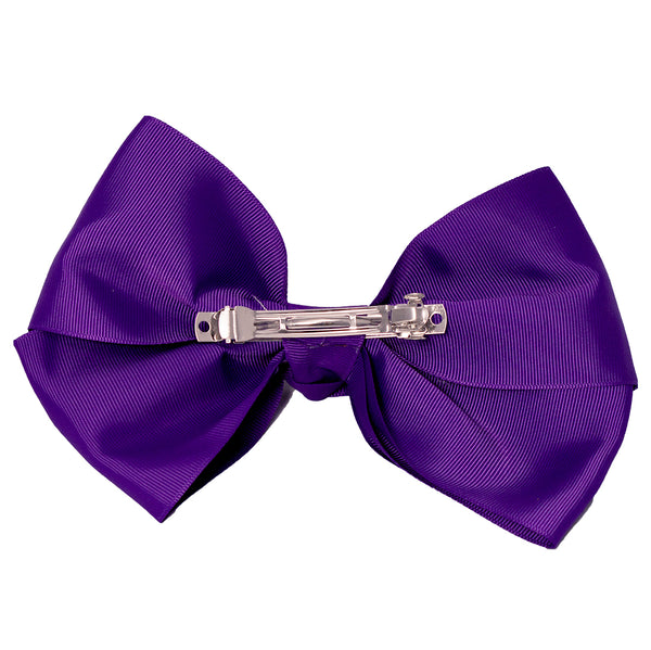 Mia Spirit Extra Large Grosgrain Bow Barrette - purple color - back side shown - designed by #MiaKaminski of Mia Beauty