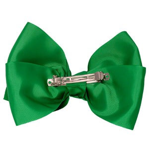 Mia Spirit Extra Large Grosgrain Bow Barrette - kelly green color - back side shown - designed by #MiaKaminski of Mia Beauty