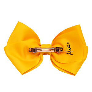 Mia Spirit Extra Large Grosgrain Bow Barrette - yellow color - back side shown - designed by #MiaKaminski of Mia Beauty