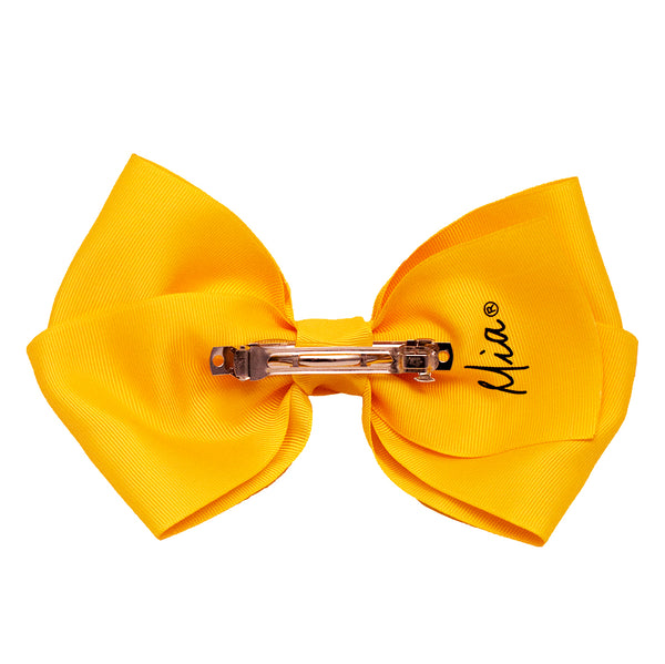 Mia Spirit Extra Large Grosgrain Bow Barrette - yellow color - back side shown - designed by #MiaKaminski of Mia Beauty