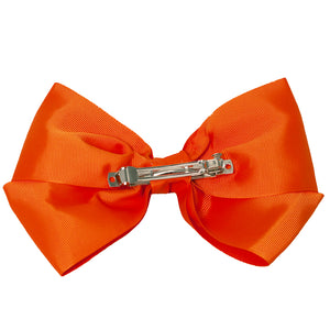 Mia Spirit Extra Large Grosgrain Bow Barrette - orange color - back side shown - designed by #MiaKaminski of Mia Beauty