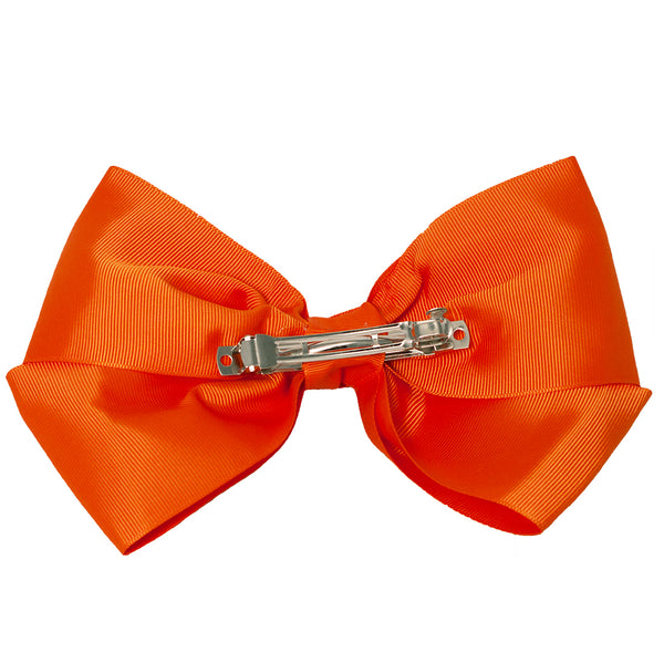 Mia Spirit Extra Large Grosgrain Bow Barrette - orange color - back side shown - designed by #MiaKaminski of Mia Beauty