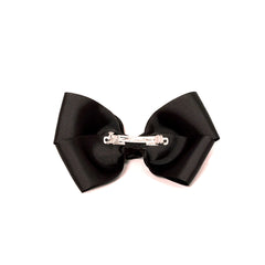 Mia® Spirit Grosgrain Ribbon Bow Barrette - large size - black color - back of bow showing auto-clasp barrette - designed by #MiaKaminski of Mia Beauty