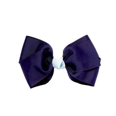 Mia® Spirit Large Hair Bow Barrette with contrasted center color - hair accessory -  navy with light blue center - by #MiaKaminski of Mia Beauty