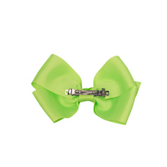 Mia® Spirit Grosgrain Ribbon Bow Barrette - large size - lime green color - back of bow showing auto-clasp barrette - designed by #MiaKaminski of Mia Beauty