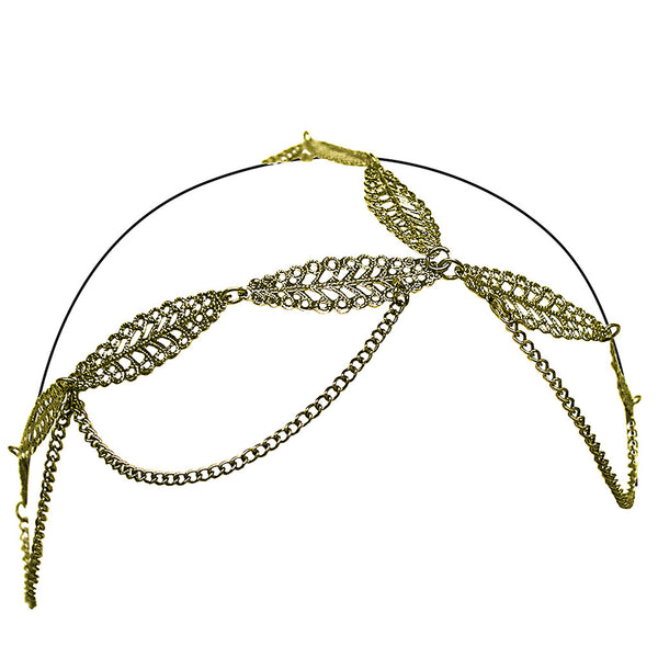 Triple Chain Headwrap - Gold Leaves