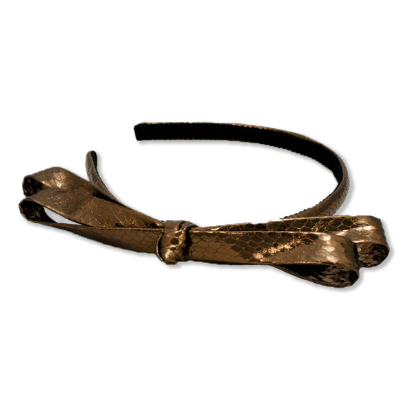 Python Headband With Bow - Metallic Bronze