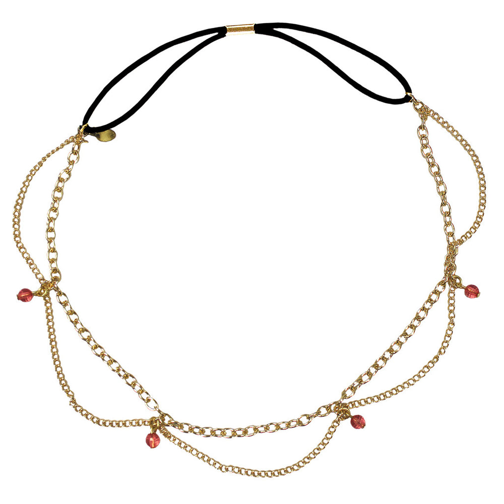 Metal Chain Headwraps - Gold Chain w/ Peach Stones - MIA® Beauty