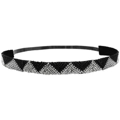 Mia® Embellished Headband - Black and Silver Zig Zag Triangle design - designed by #MiaKaminski of #Mia Beauty