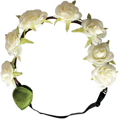 Mia® Flashion Flowers™ Lighted Headband - white roses with white lights - by #MiaKaminski #Mia #MiaBeauty #Beauty #Hair #HairAccessories #headbands #lovethis #love #life #woman #flowerhalo #LEDlightedheadband #festivals #coachella #AsSeenOnTV