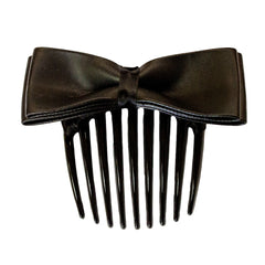 Mia® Hair Comb - Leather Bow - black - #MiaKaminski of #MiaBeauty #HairAccessories #LeatherHairBow #HairBow #HairComb #bows