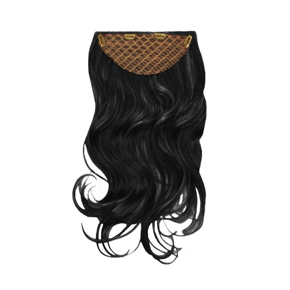 Mia® Clip-n-Hair® commitment free, instant hair, instant volume - black color - back side with clips shown - by #MiaKaminski of #MiaBeauty