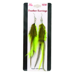 Mia® Feather Earrings - Lime Green on packaging - by #MiaKamimnski of Mia Beauty