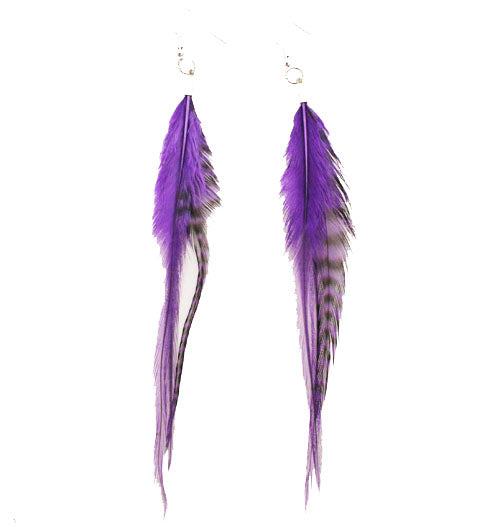 Feather Earrings - Purple