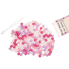 Mia® Girl Hair Beads - 200 beads shown with threader - pink colors - designed by #MiaKaminski of Mia Beauty