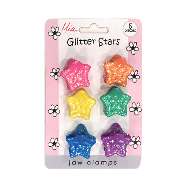 Jaw Clamps - Rainbow Glitter Stars