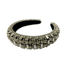 Mia Beauty Royal Elevated Headband in silver metal and clear stones