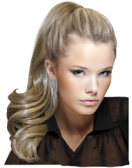 Mia® Clip-n-Pony instant ponytail - blonde color on model - by #MiaKaminski of #MiaBeauty