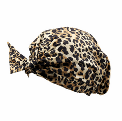 Mia Beauty Shower Cap with Tie leopard print