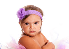 Mia® Baby Sparkly Tulle Headband - purple shown on model #EllaOnBeauty - invented by #MiaKaminski #MiaBeauty #Mia #Beauty #Baby #hair #hairaccessories #babyheadbands #headbands #hairaccessoriesforbabies #hairclips #hairbarrettes #love #life #girl #woman