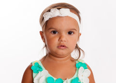 Mia® Baby Headband Organza Rosette Flowers - white shown on #EllaOnBeauty - invented by #MiaKaminski #MiaBeauty #Mia #Beauty #Baby #hair #hairaccessories #hairclips #hairbarrettes #love #life #girl #woman