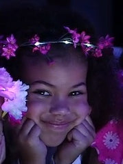 Mia® Beauty Flashion Flowers - LED lighted headband - wild flowers shown on model from commercial