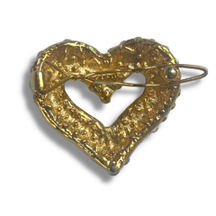 Mia Beauty Rhinestone Heart Barrette in gold plated metal back side