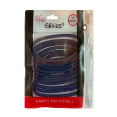 Mia® Silkies® silicone hair elastics - navy blue - in packaging - by #MiaKaminski #MiaBeauty #Mia #beauty #hair #hairaccessories #hairites #rubbernbands #thickhair #lovethis #life #Woman #sports #wethair