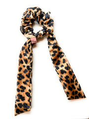 Mia Beauty Scrunchie with hanging ties leopard print